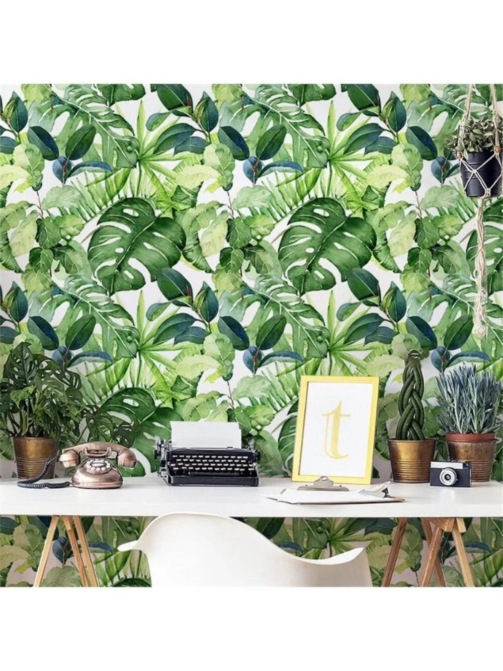 Green Peel And Stick Wallpaper Tropical Leaf Removable Vinyl Contact Paper Roll